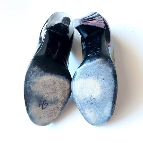 Marc Jacobs Black Patent Leather Peep Toe Heels / Pumps / Formal Dressy Shoes - Picture 7 of 16